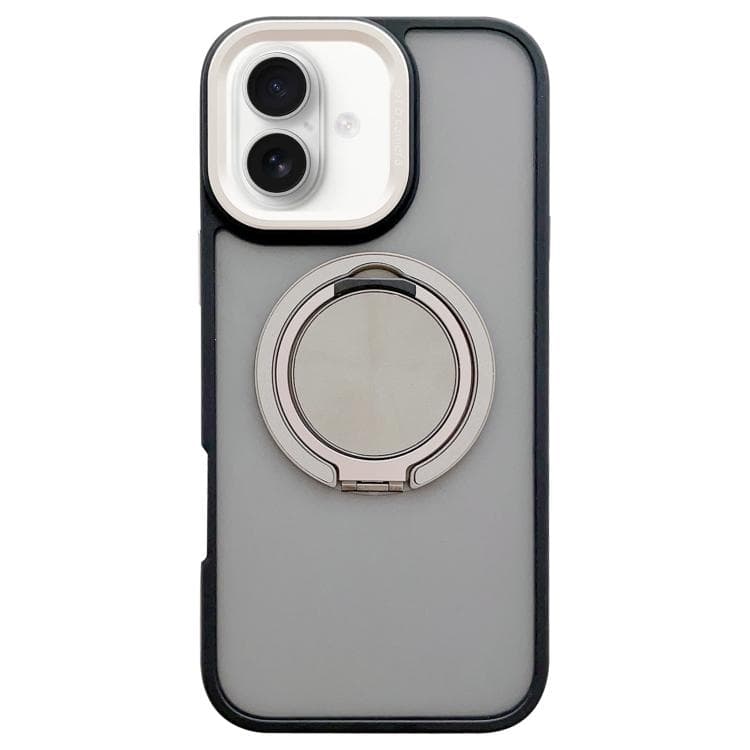For iPhone 16 Skin-feel Two-color Edge Strips 360 MagSafe Holder Phone Case(Titanium Gray) - Immagine 1