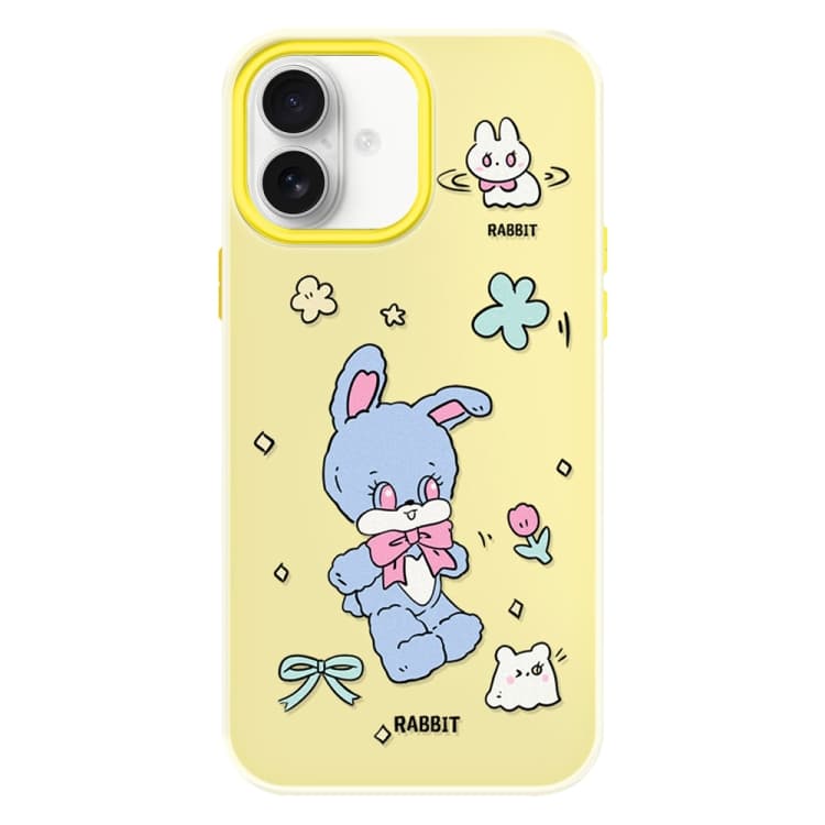 For iPhone 16 Skin Feeling Jelly TPU Hybrid PC Phone Case(Blue Rabbit Yellow) - Immagine 1