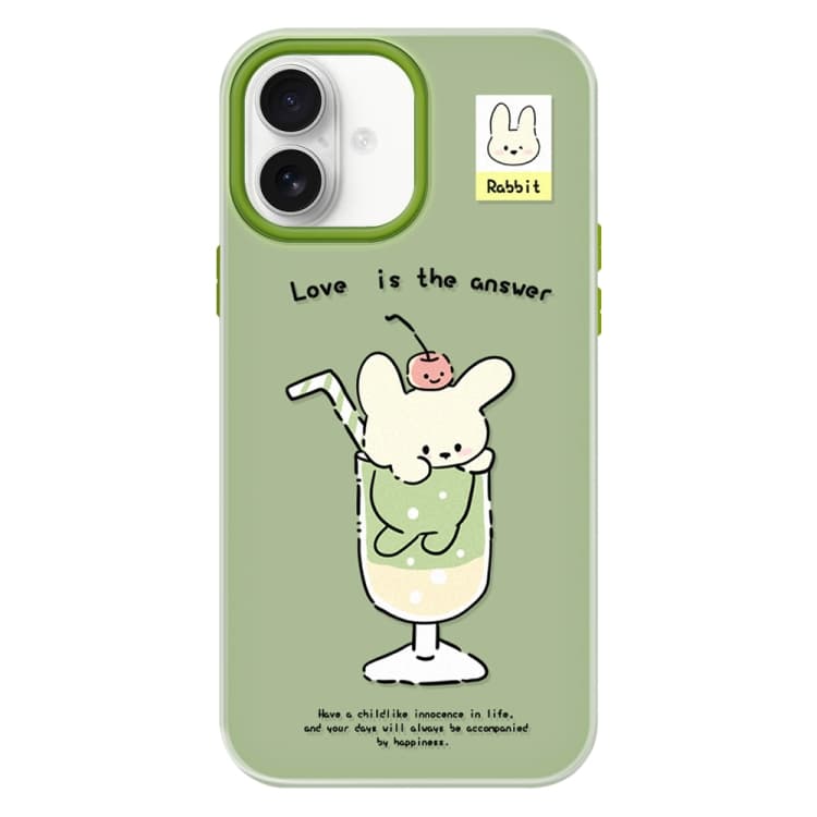For iPhone 16 Skin Feeling Jelly TPU Hybrid PC Phone Case(Cup Dog Green) - Immagine 1