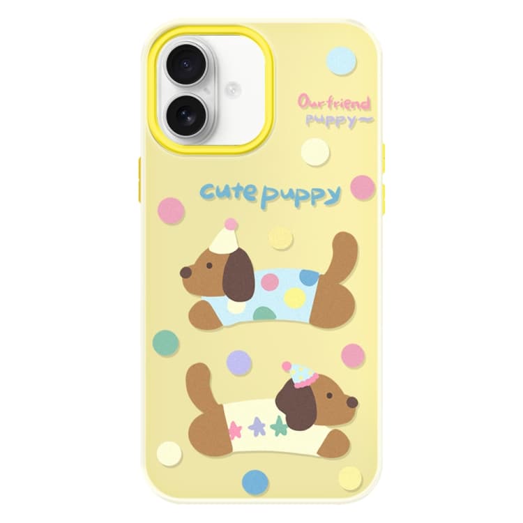 For iPhone 16 Skin Feeling Jelly TPU Hybrid PC Phone Case(Cute Puppy Yellow) - Immagine 1