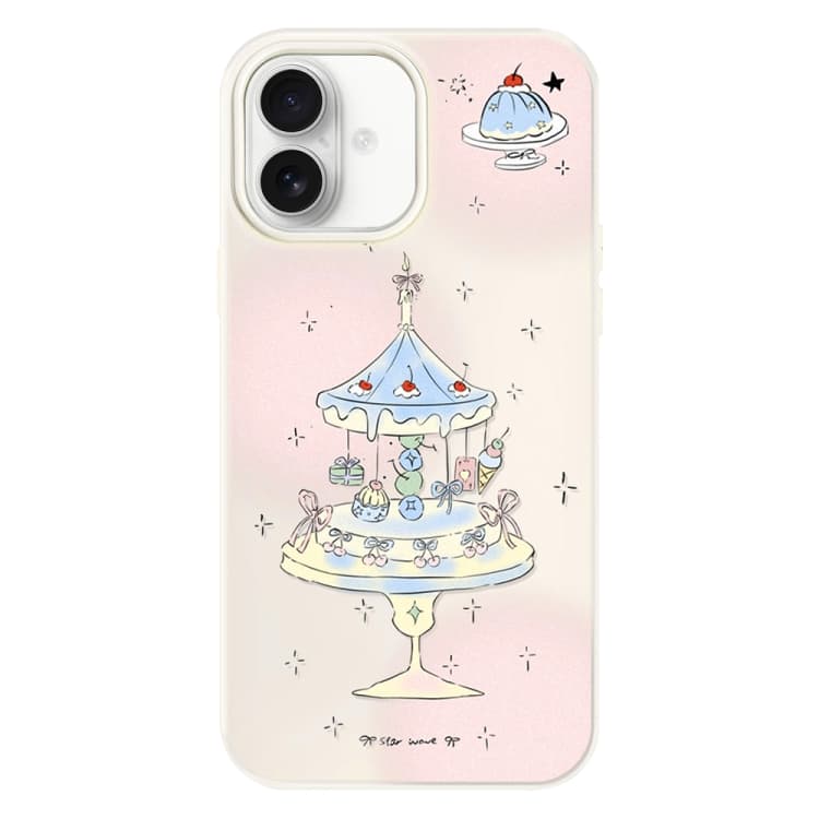 For iPhone 16 Skin Feeling Jelly TPU Hybrid PC Phone Case(Dessert Cake Stand White) - Immagine 1