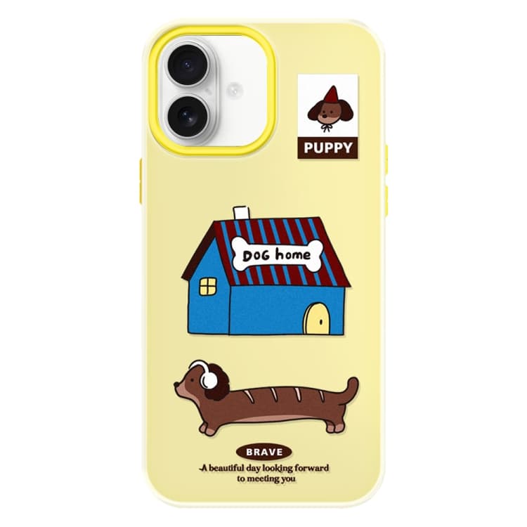 For iPhone 16 Skin Feeling Jelly TPU Hybrid PC Phone Case(Dog House Yellow) - Immagine 1