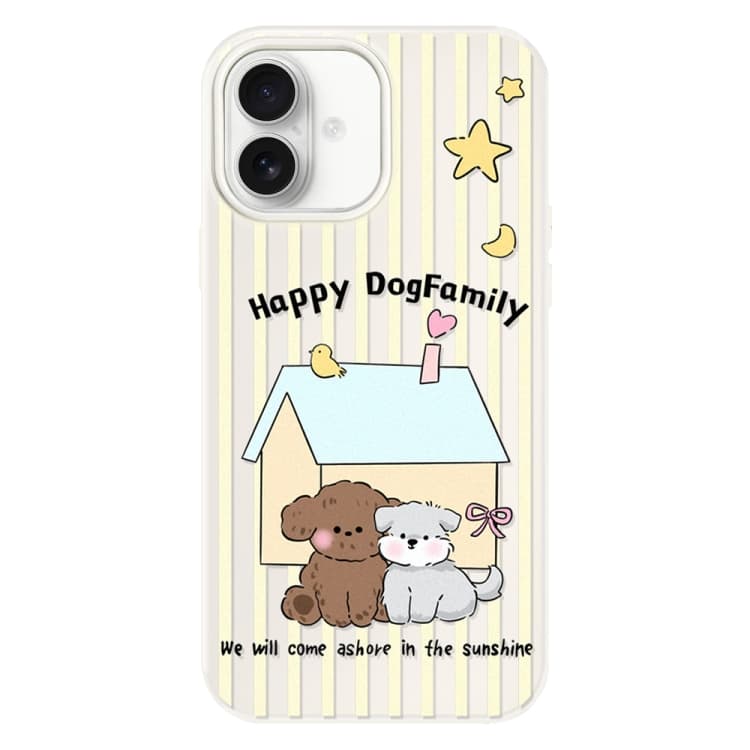 Per iPhone 16 Custodia in TPU Ibrido PC con Sensazione Jelly (Bianco Cane) - Immagine 1