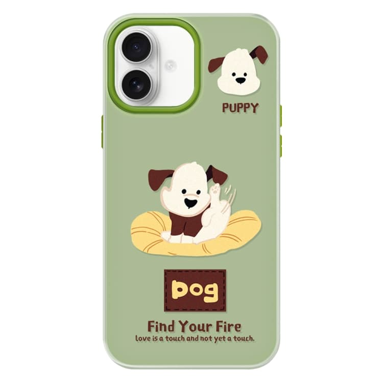 Per iPhone 16 Custodia in TPU Jelly Ibrida con PC (Cane Entusiasta Verde) - Immagine 1
