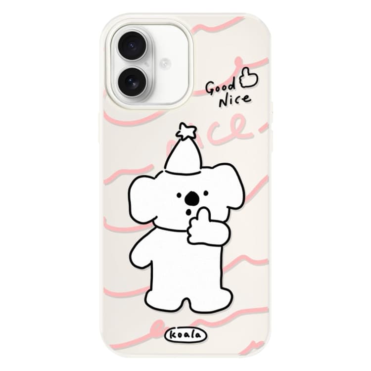For iPhone 16 Skin Feeling Jelly TPU Hybrid PC Phone Case(Like Koala White) - Immagine 1