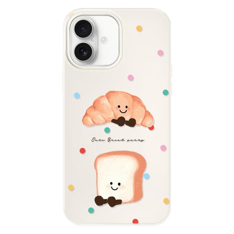 For iPhone 16 Skin Feeling Jelly TPU Hybrid PC Phone Case(Polka Dot Bread White) - Immagine 1