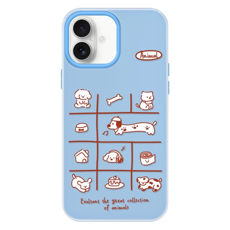 For iPhone 16 Skin Feeling Jelly TPU Hybrid PC Phone Case(Red Line Dog Blue) - Immagine 1