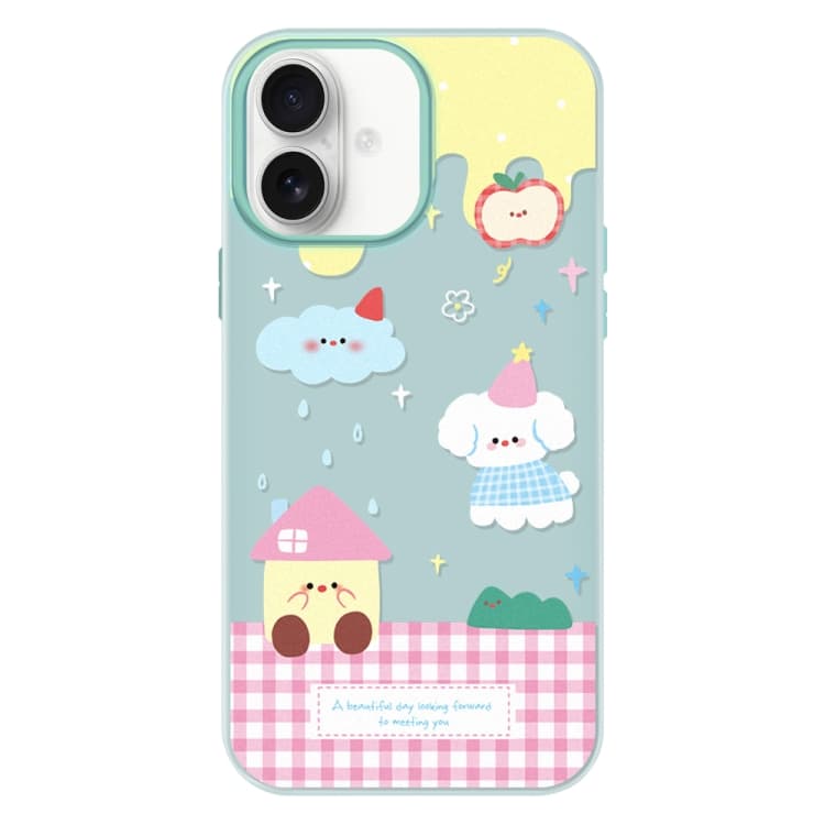 Custodia per iPhone 16 in TPU Jelly Ibrido con PC, Sensazione Pelle (Verde Chiaro Meteo) - Immagine 1