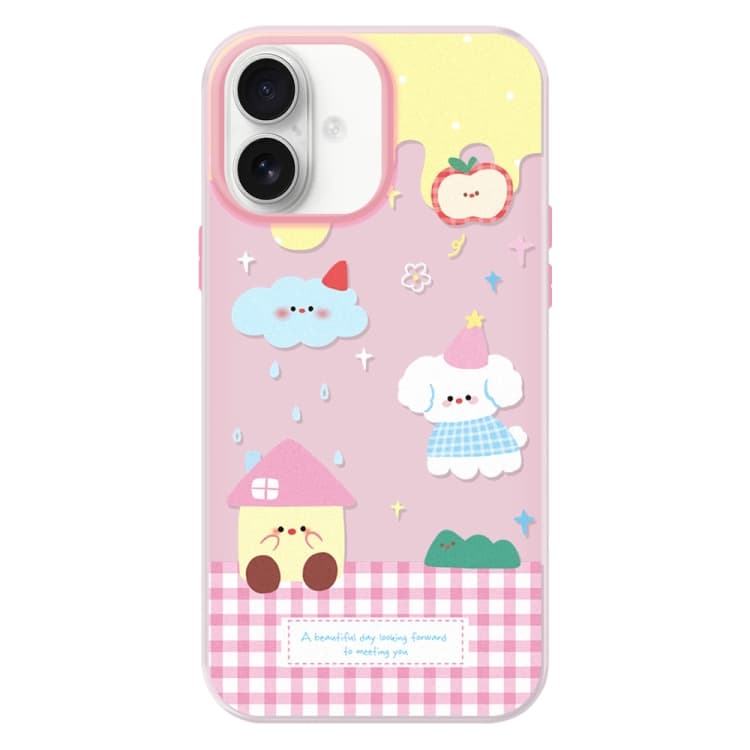 Custodia per iPhone 16 in TPU Ibrido con PC, Effetto Pelle, Gelatinosa (Rosa Meteo) - Immagine 1