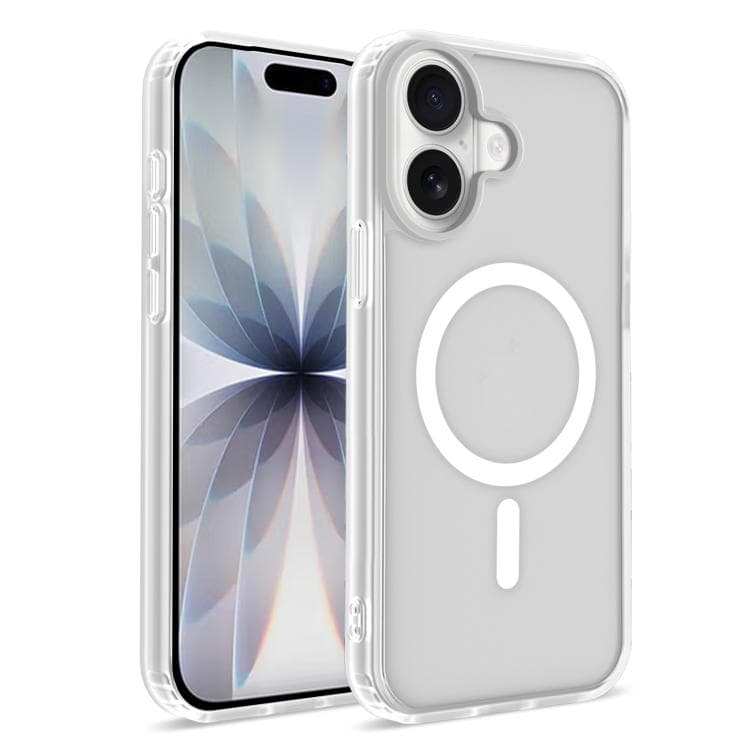 For iPhone 16 Skin-Friendly Magnetic Shockproof TPU Hybrid PC Phone Case(White) - Immagine 1