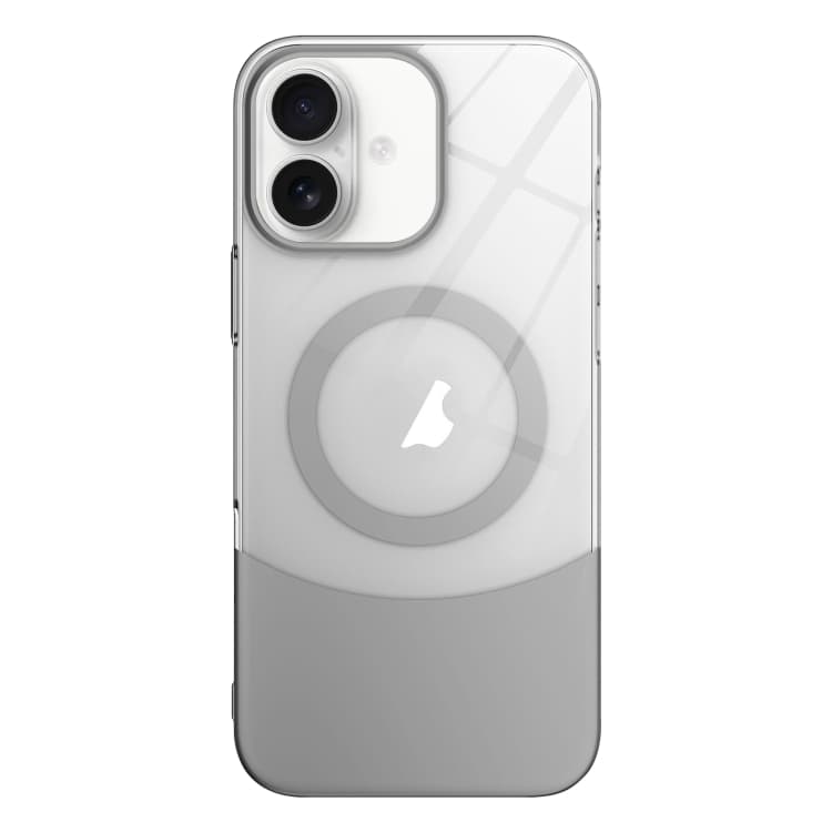 Per iPhone 16 Custodia Trasparente in PC Sottile con Contrasto Colore e MagSafe (Grigio) - Immagine 1