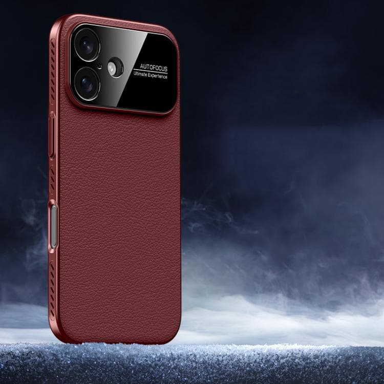 For iPhone 16 Soft Armor Cooling Plain Leather Hybrid PC Phone Case(Red) - Immagine 1