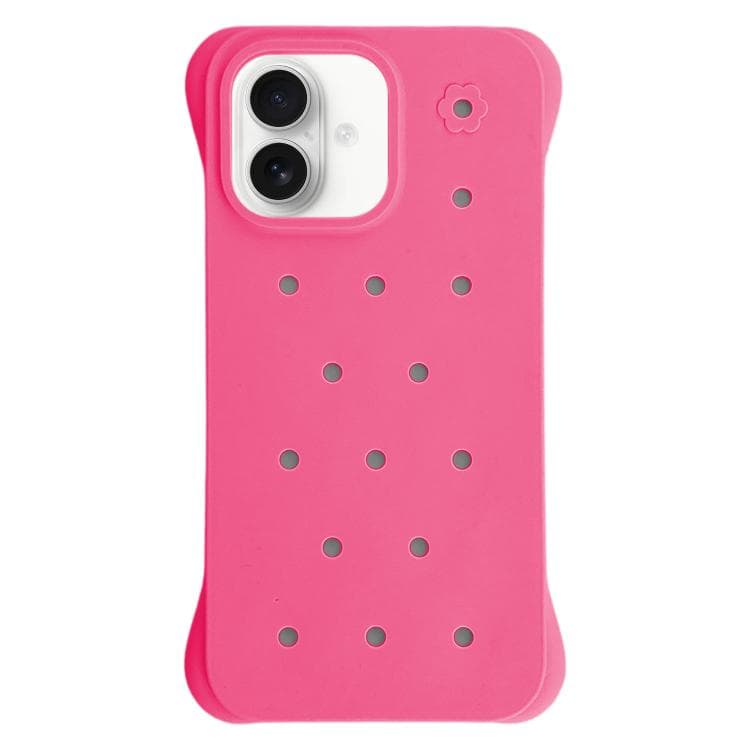 For iPhone 16 Solid Color Holes Heat Dissipation PC Shockproof Phone Case(Rose Red) - Immagine 1