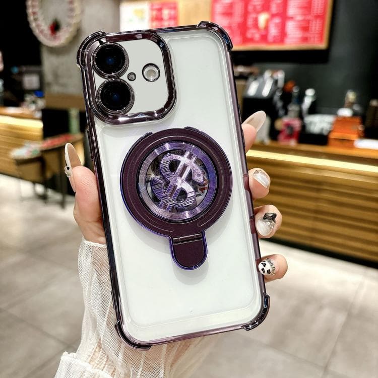 For iPhone 16 Space MagSafe Holder Phone Case with Lens Film(Purple) - Immagine 1