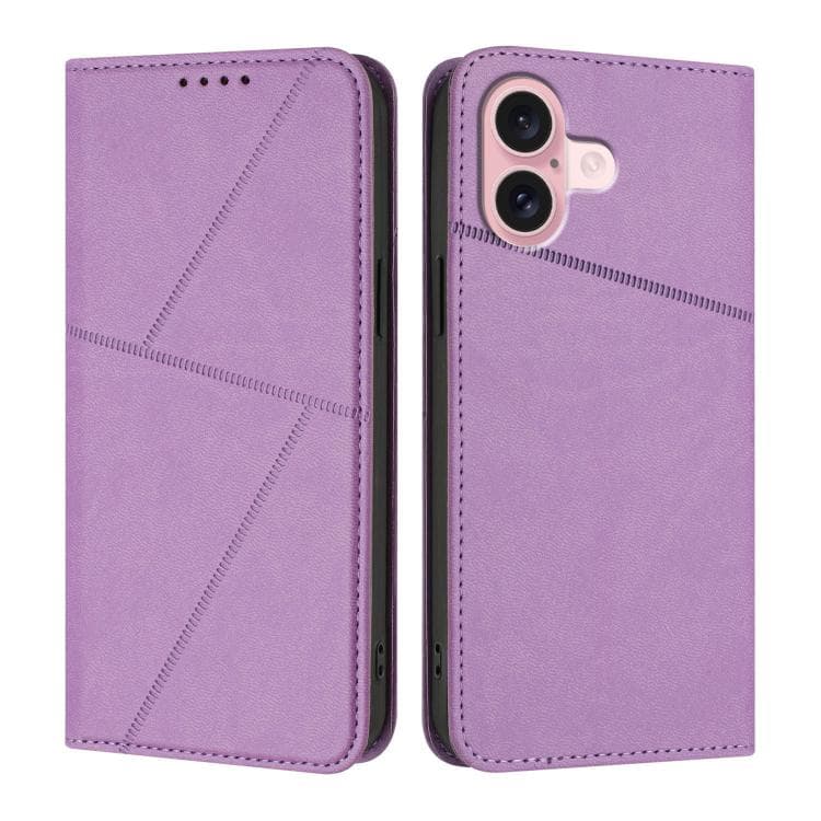 For iPhone 16 Strong Magnetic Frosted Flip Leather Phone Case(Light Purple) - Immagine 1
