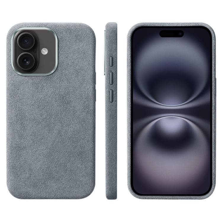 For iPhone 16 Suede Leather MagSafe Back Cover Phone Case(Grey) - Immagine 1