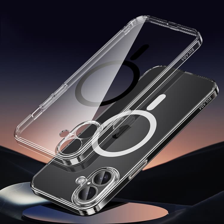 For iPhone 16 SULADA Jingpin Series MagSafe All-inclusive Lens Electroplated TPU Phone Case(Transparent Black) - Immagine 1