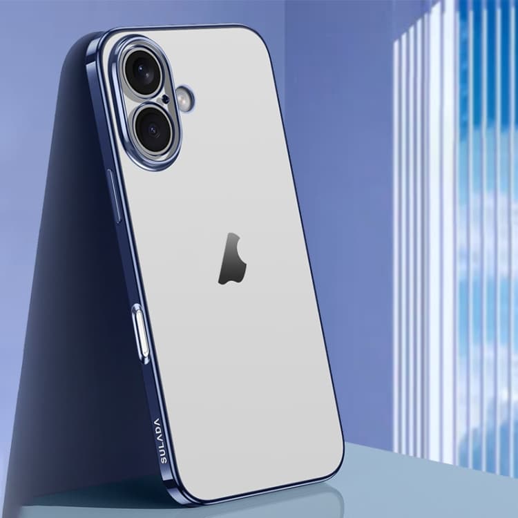 For iPhone 16 SULADA Natural Color Series Electroplating Frosted TPU Phone Case(Titanium Blue) - Immagine 1
