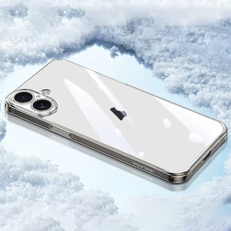 For iPhone 16 SULADA TPU Frame Tempered Glass Transparent Phone Case(Black) - Immagine 1