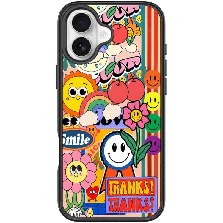 For iPhone 16 Thanks Sunflower Pattern Magnetic Phone Case(Black) - Immagine 1