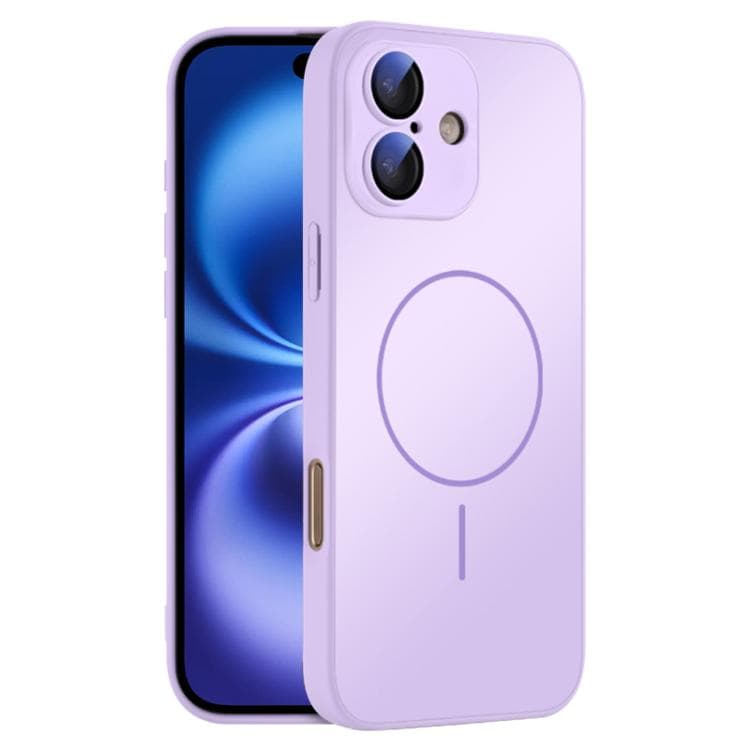 For iPhone 16 Thin Circle MagSafe Skin-feel AG Glass Phone Case(Purple) - Immagine 1