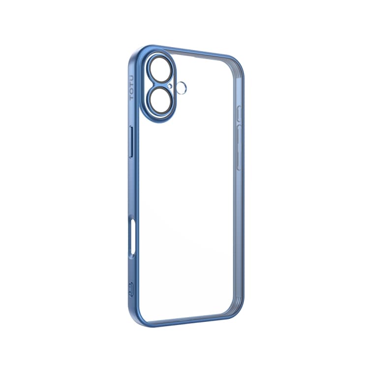 For iPhone 16 TOTU PC-2 Soft Jane Series Electroplated TPU Phone Case with Lens Film(Blue) - Immagine 1