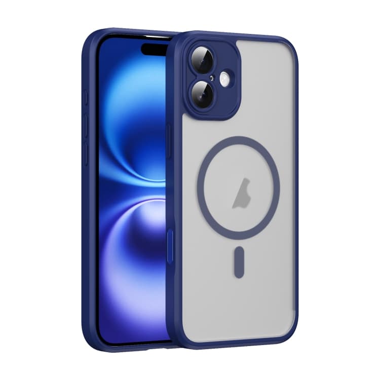 For iPhone 16 Translucent Frosted MagSafe Phone Case with AI Button(Blue) - Immagine 1
