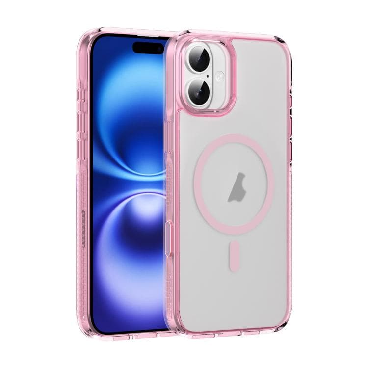 For iPhone 16 Translucent Frosted MagSafe Phone Case with AI Button(Pink) - Immagine 1