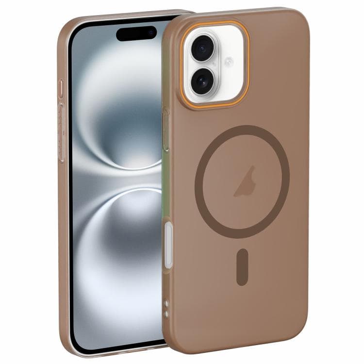 For iPhone 16 Translucent Frosted Skin PC MagSafe Phone Case(Desert Gold) - Immagine 1