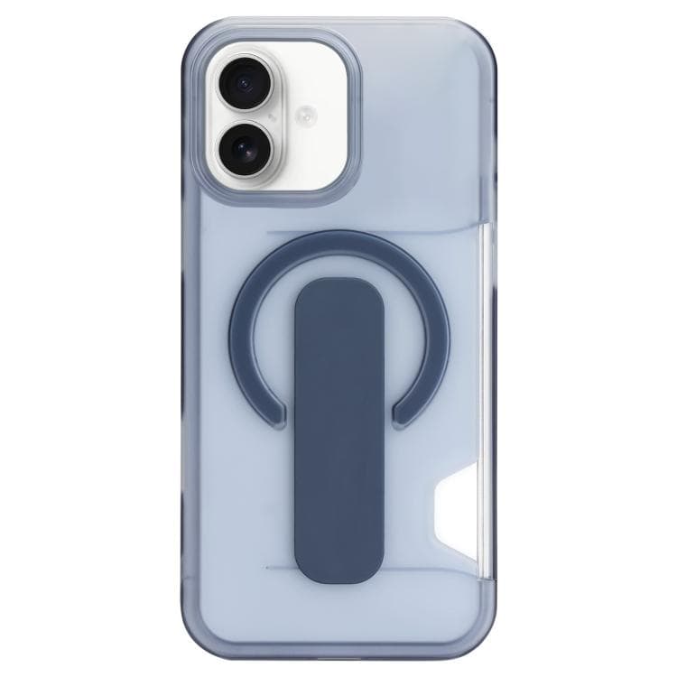 For iPhone 16 Translucent Holder Card Slot Magnetic Phone Case(Blue) - Immagine 1