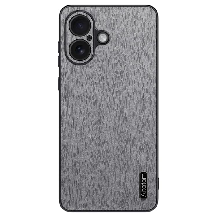 For iPhone 16 Tree Bark Leather Shockproof Phone Case(Grey) - Immagine 1