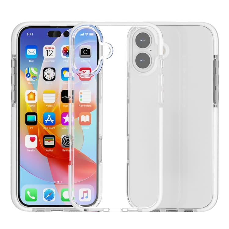 Custodia per iPhone 16 in TPU bicolore antiurto ad alta trasparenza (Bianco) - Immagine 1