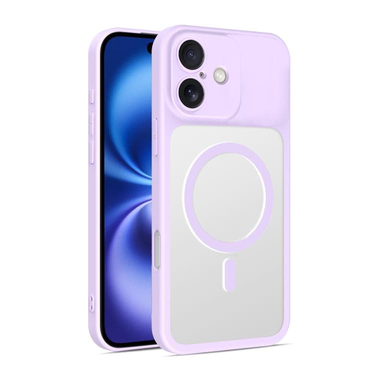 For iPhone 16 Ultra-thin Frosted Magnetic TPU Hybrid PC Phone Case(Purple) - Immagine 1