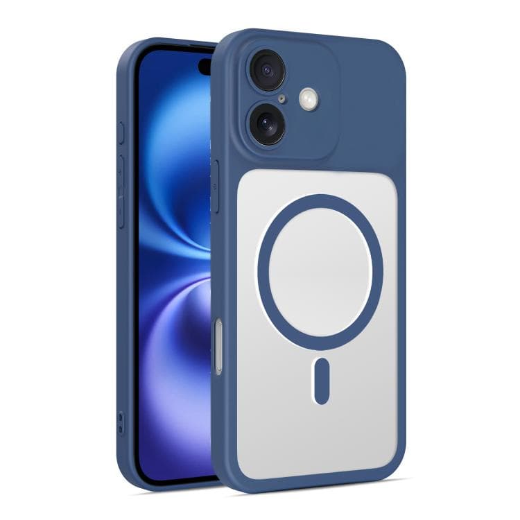 For iPhone 16 Ultra-thin Frosted Magnetic TPU Hybrid PC Phone Case(Royal Blue) - Immagine 1