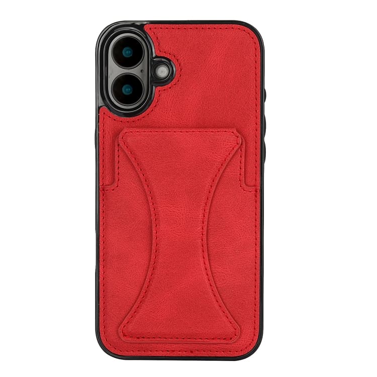 For iPhone 16 Ultra-thin Shockproof Phone Protective Case with Holder(Red) - Immagine 1