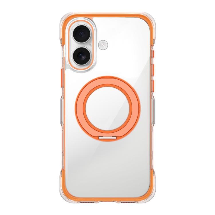 For iPhone 16 Vacuum-Sealed Transparent Airbag Magnetic Rotation Holder Acrylic Phone Case(Orange) - Immagine 1