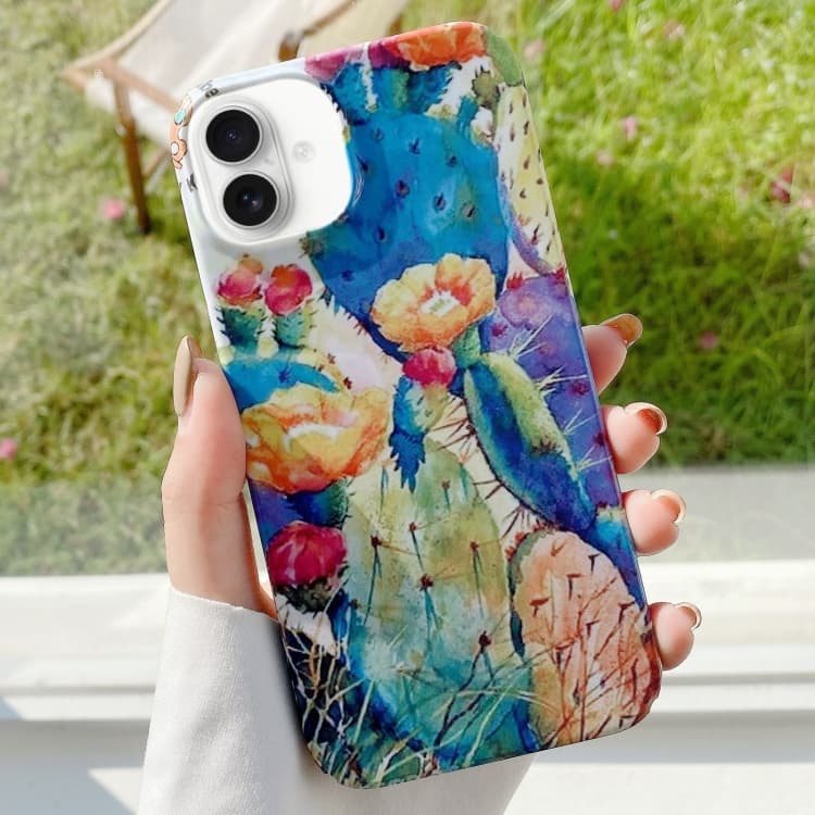 For iPhone 16 Varnishing Water Stick PC Phone Case(Cactus Spines) - Immagine 1
