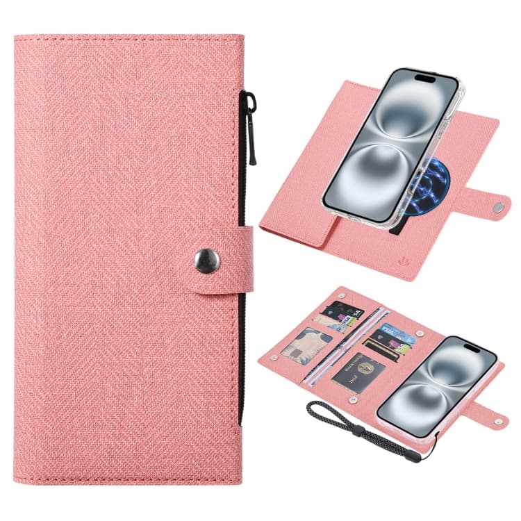 Custodia per iPhone 16 ViLi GBS-C Series in Pelle Magnetica Magsafe con RFID e Portafoglio (Rosa) - Immagine 1