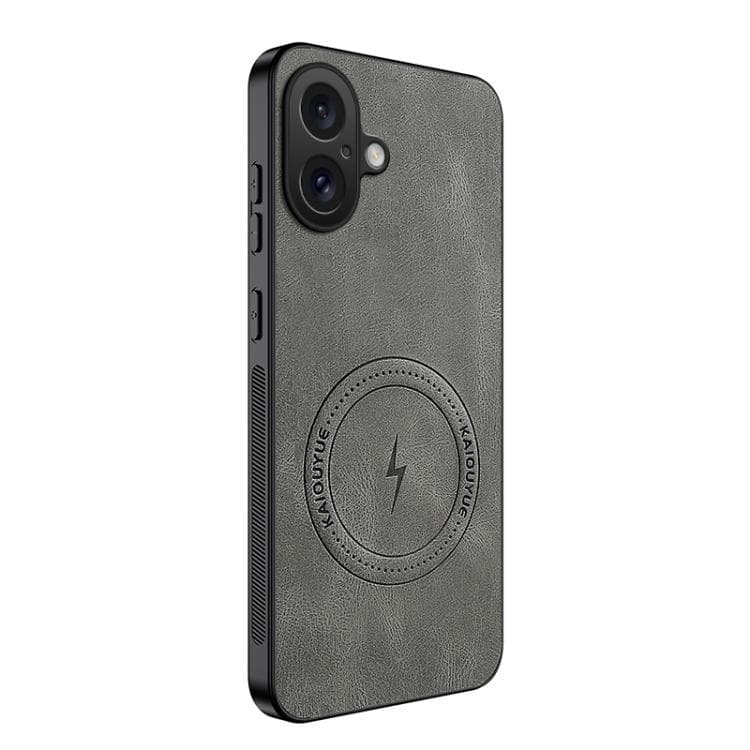 For iPhone 16 WANLONFENG SD Series Nappa Texture Magnetic Phone Case(Grey) - Immagine 1