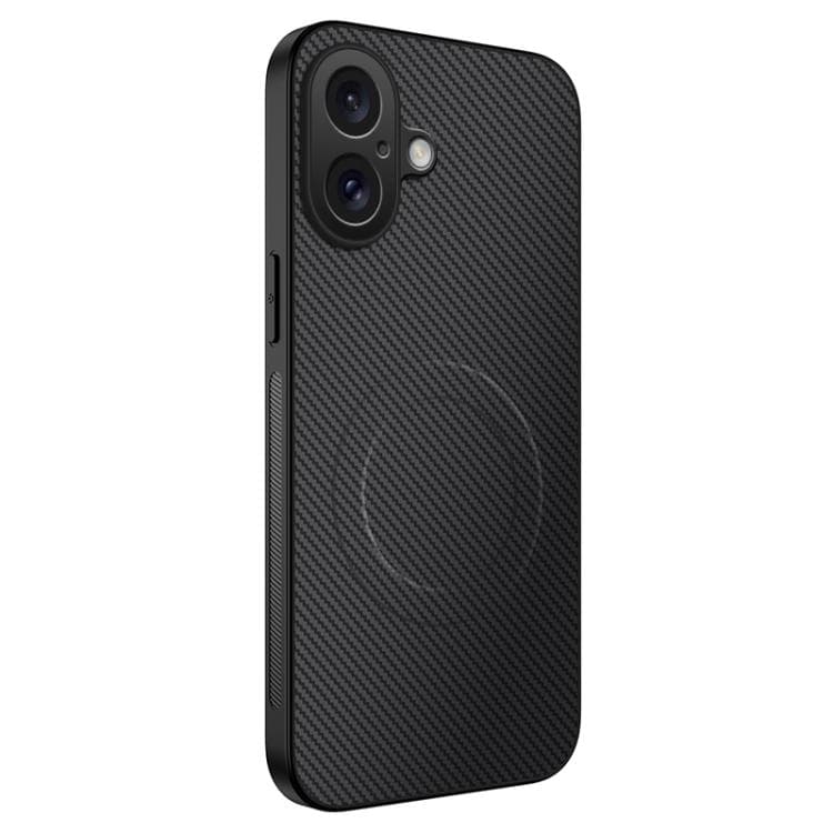 For iPhone 16 WANLONFENG TQ Series Magnetic Carbon Fiber Texture PC Hybrid TPU Phone Case(Black) - Immagine 1