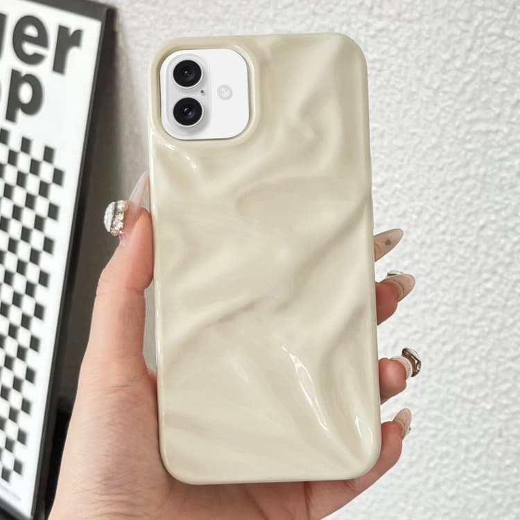 For iPhone 16 Water Ripple Electroplating Paint TPU Phone Case(Milky White) - Immagine 1
