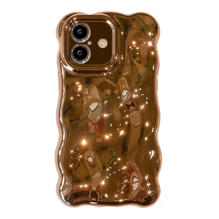 For iPhone 16 Wave Bubbles TPU Phone Case(Painted Gold) - Immagine 1