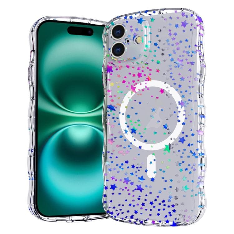 For iPhone 16 Wave Star Transparent MagSafe Magnetic Phone Case(Star) - Immagine 1