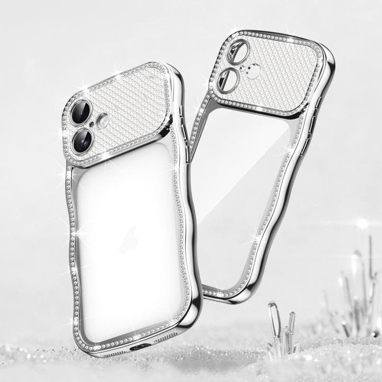 For iPhone 16 Wave Twisting Star Diamond Shockproof Electroplate TPU Phone Case(Silver) - Immagine 1