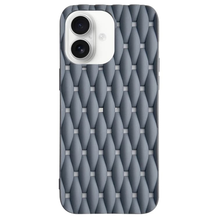 For iPhone 16 Weave Cooling Solid Color TPU Phone Case(Grey) - Immagine 1