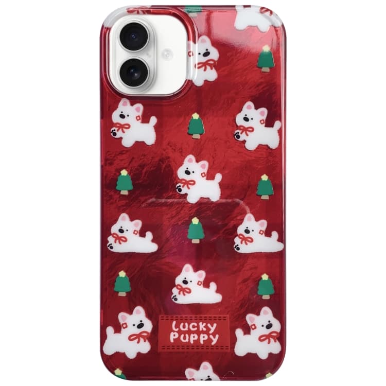 For iPhone 16 West Highlands Puppy Colorful PC Hybrid TPU Phone Case with Lanyard(Red) - Immagine 1