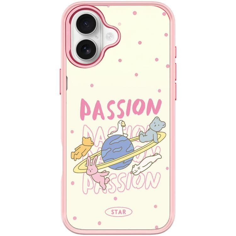For iPhone 16 White Planet Pattern Magnetic Phone Case(Pink) - Immagine 1