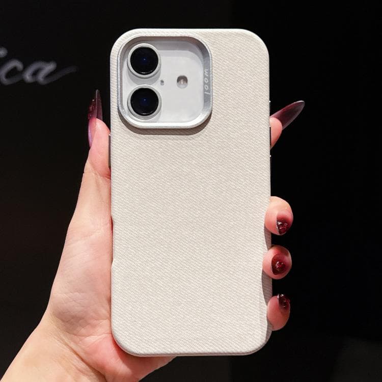 For iPhone 16 Wool Linen Fabric Full Coverage Magnetic Phone Case(White) - Immagine 1