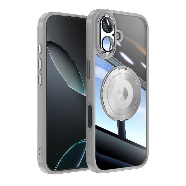 For iPhone 17 360 Holder Magsafe Acrylic Hybrid TPU Phone Case(Grey) - Immagine 1