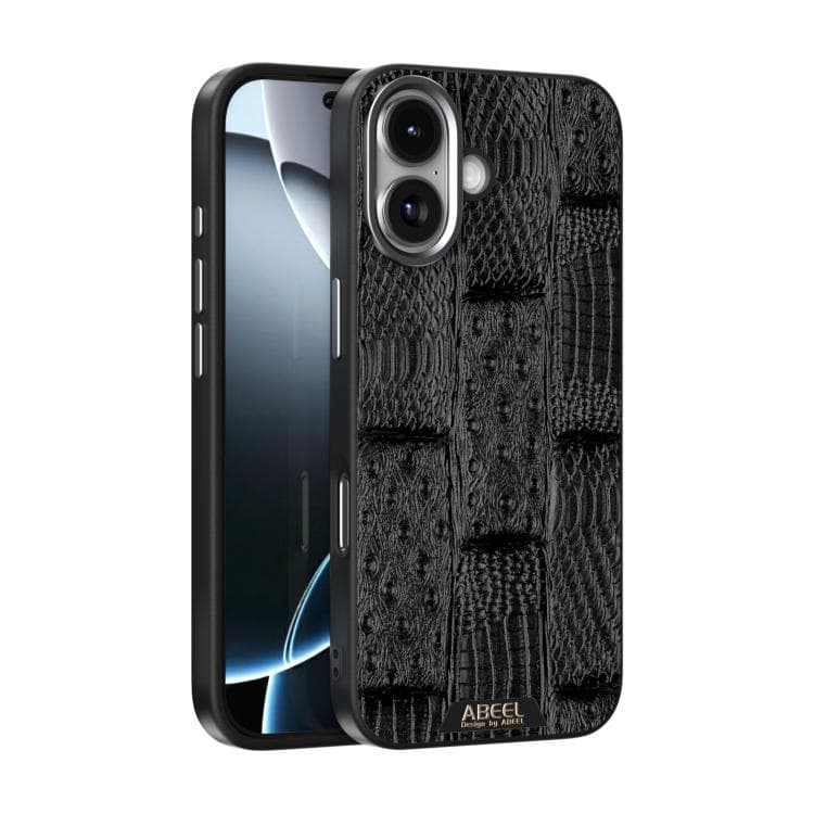 For iPhone 17 ABEEL Beast Pattern 6D Micro-Embossed MagSafe Genuine Leather Phone Case(Black) - Immagine 1
